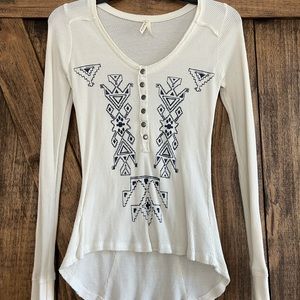 Semi Distressed White Waffle ‘Roper’ Shirt